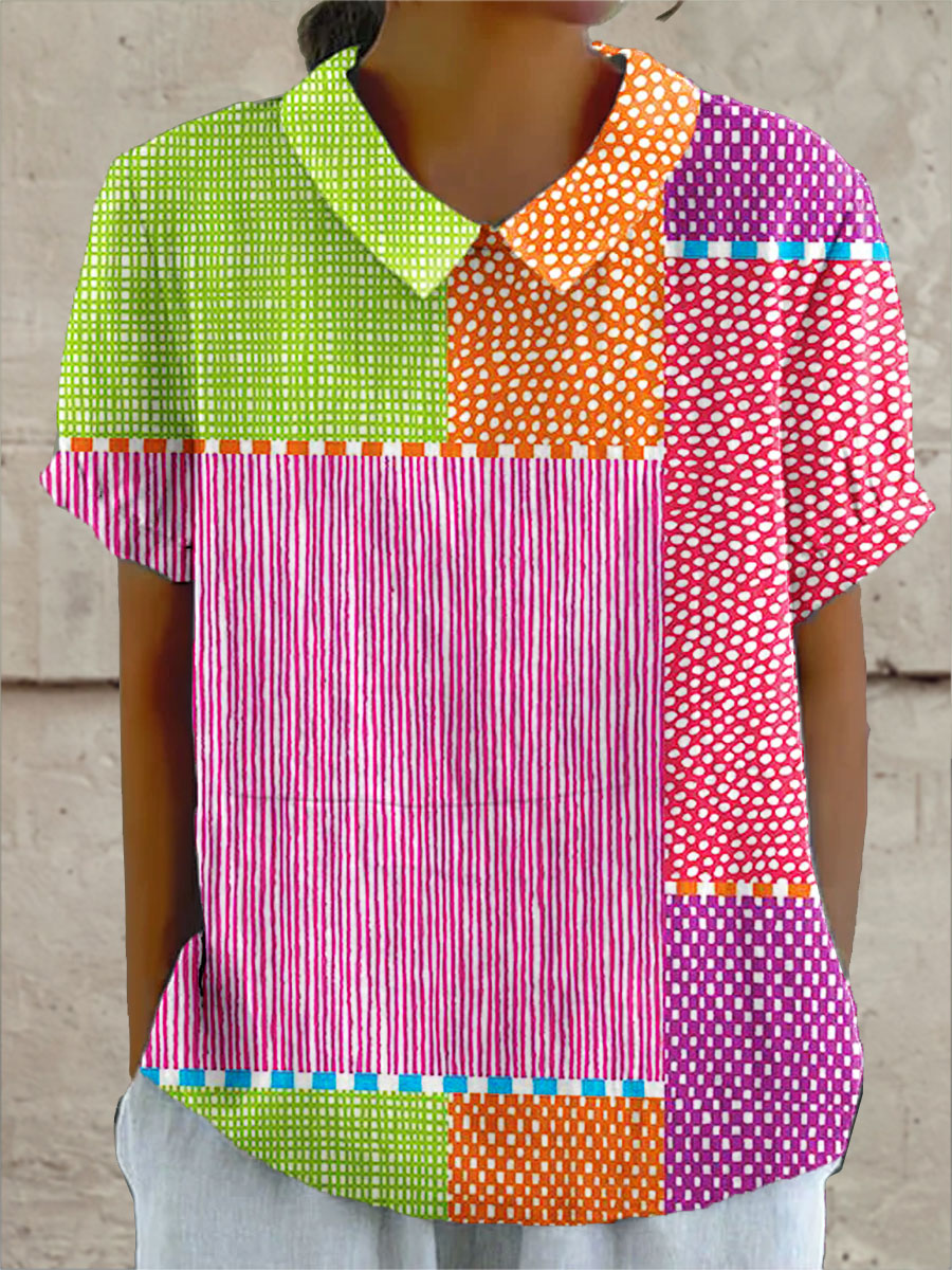 Zoe | Fargerik Patchwork Skjorte