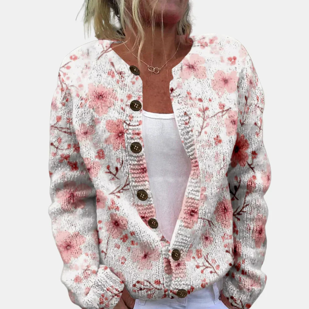 Selina | Rosa Blomstertrykt Cardigan