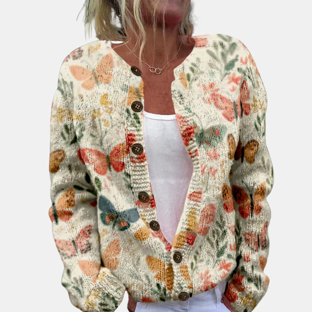 Philippa | Chic Sommerfugl Print Cardigan