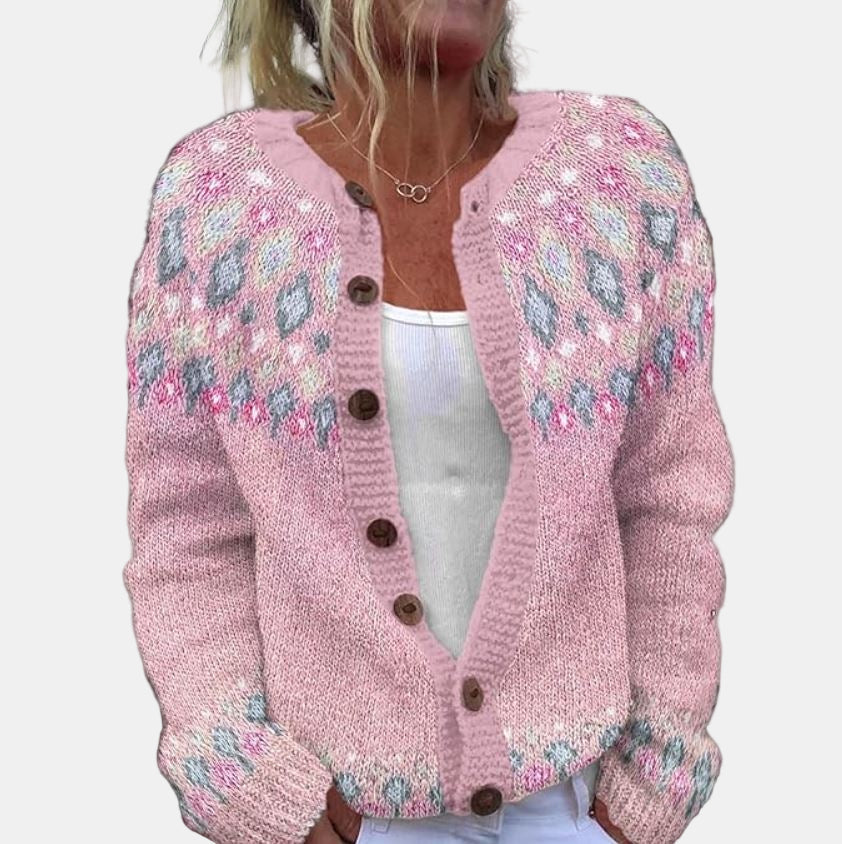 Beatrice | Trykt Rosa Cardigan