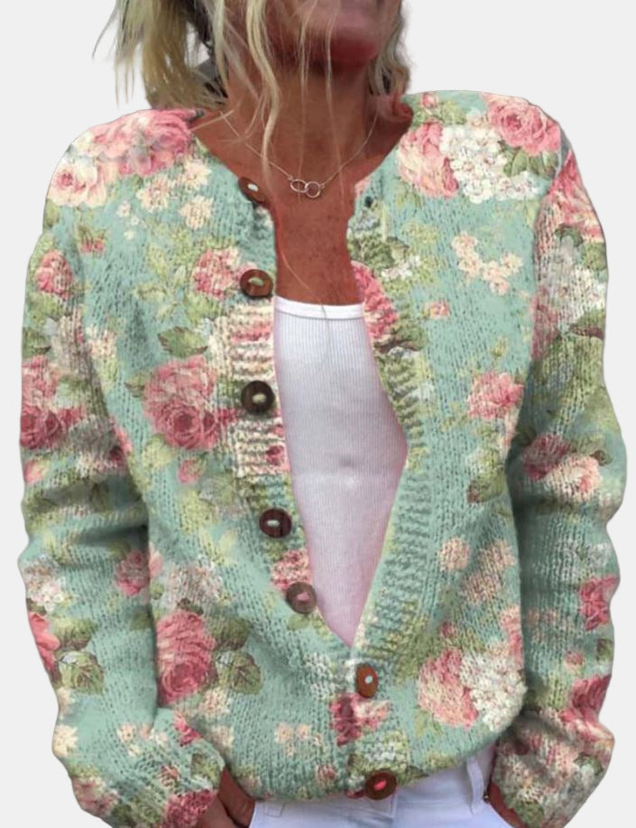 Amabel | Grønn Blomstertrykk Cardigan