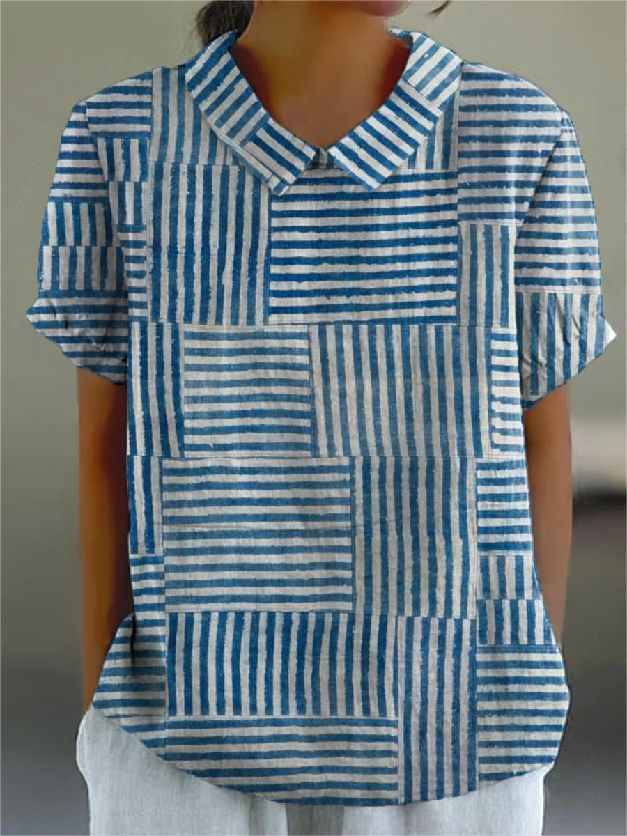 Amelia | Stripete Patchwork Skjorte