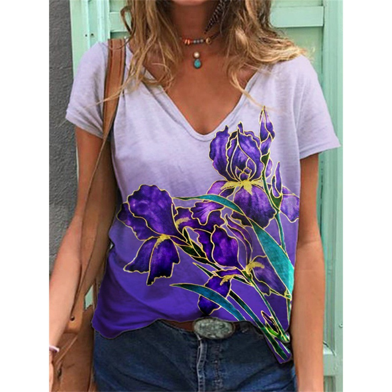 Josefine | Irises Gradient - mønstret t-skjorte med flaggermuserm