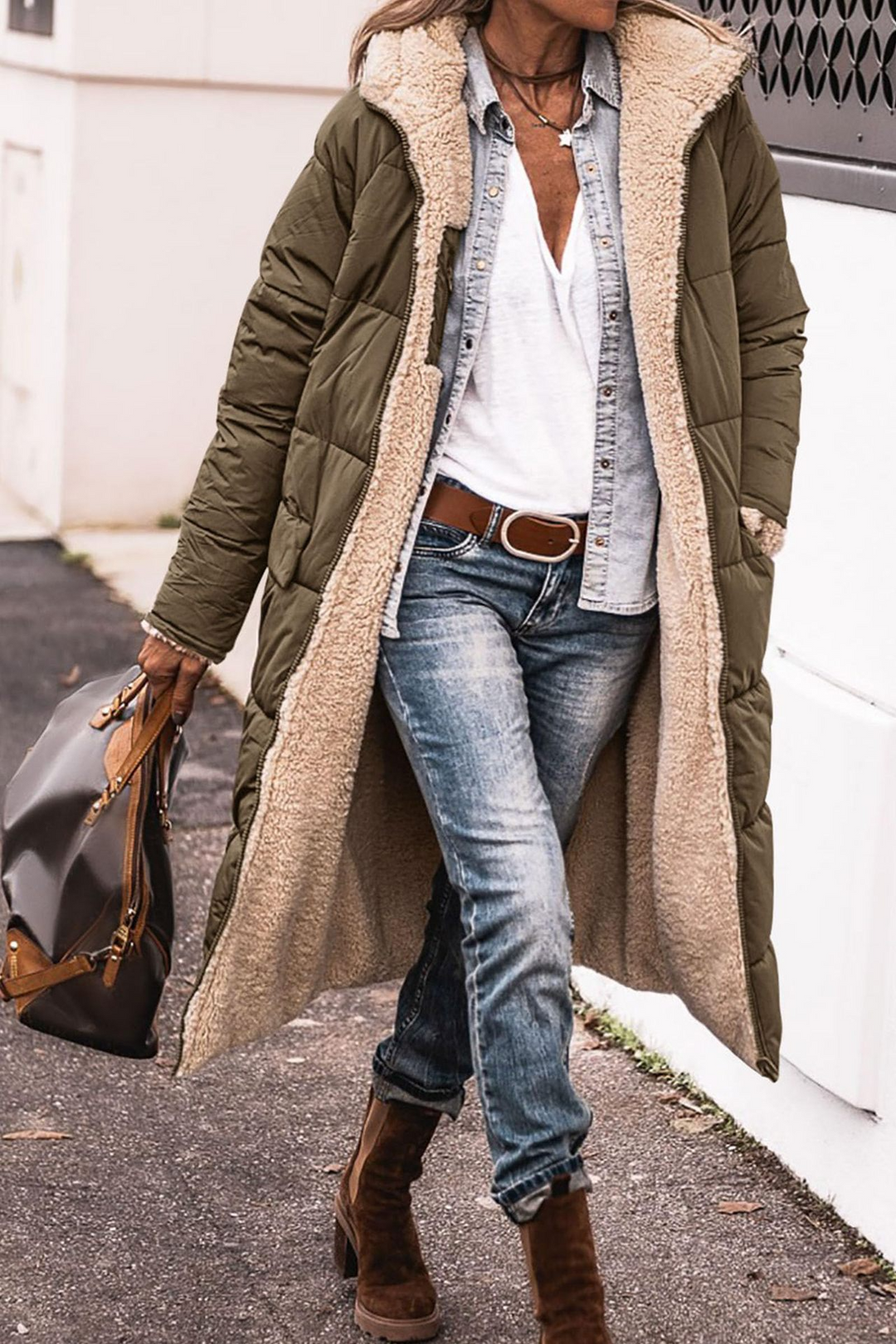 Johna – Luxe Reversibel Sherpa Kåpe