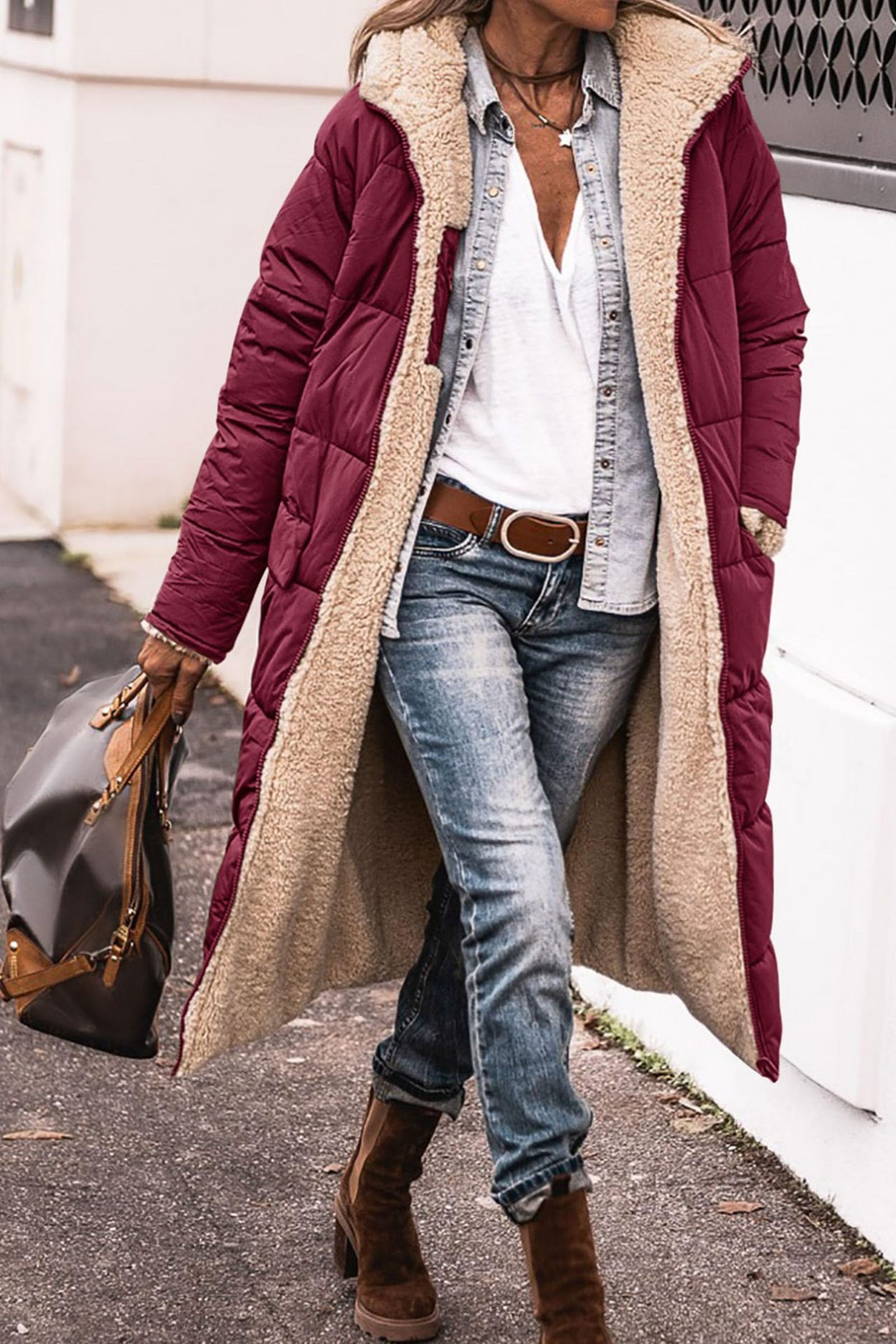 Johna – Luxe Reversibel Sherpa Kåpe