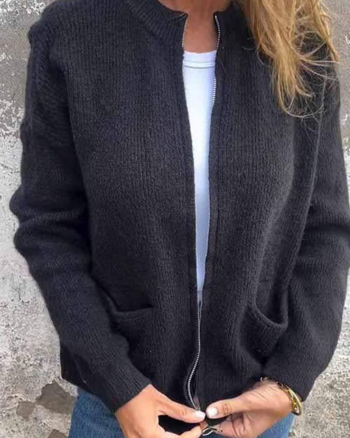 Tovhilda | Cardigan med Glidelås og Lommer