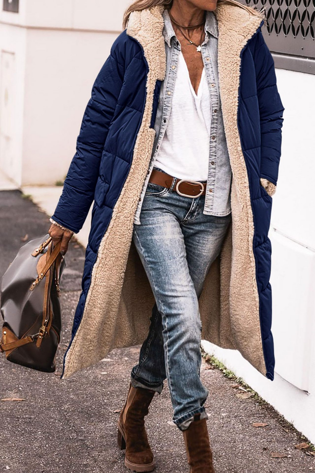 Johna – Luxe Reversibel Sherpa Kåpe