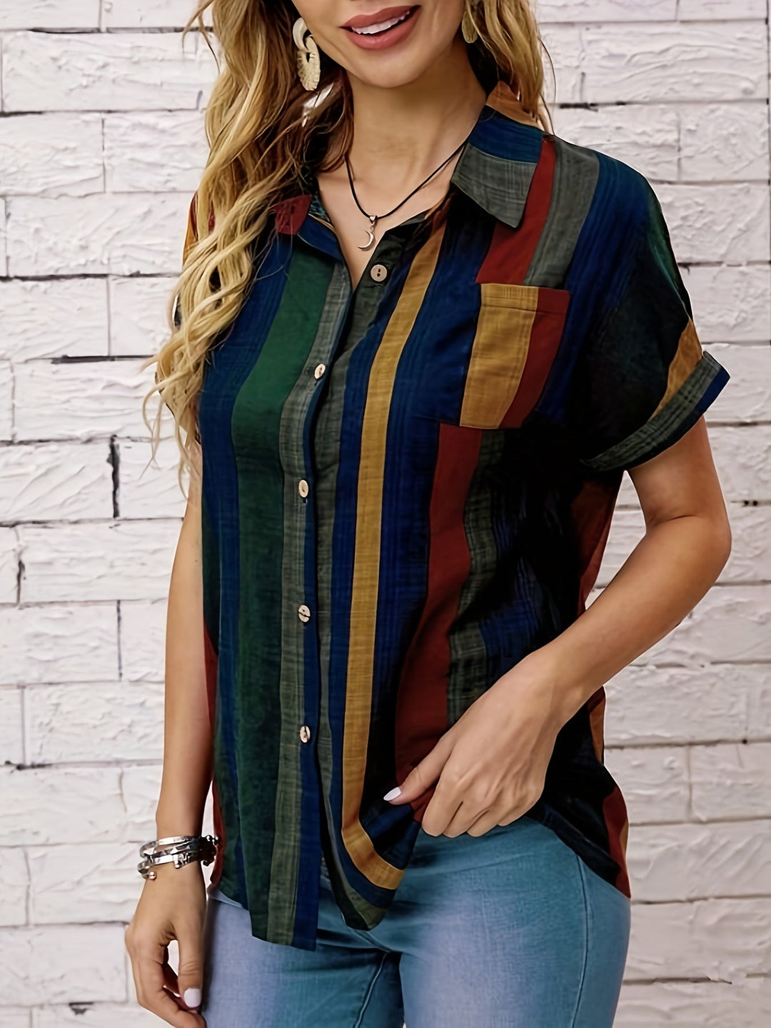Lovaine | Stripet skjortebluse i retrostil