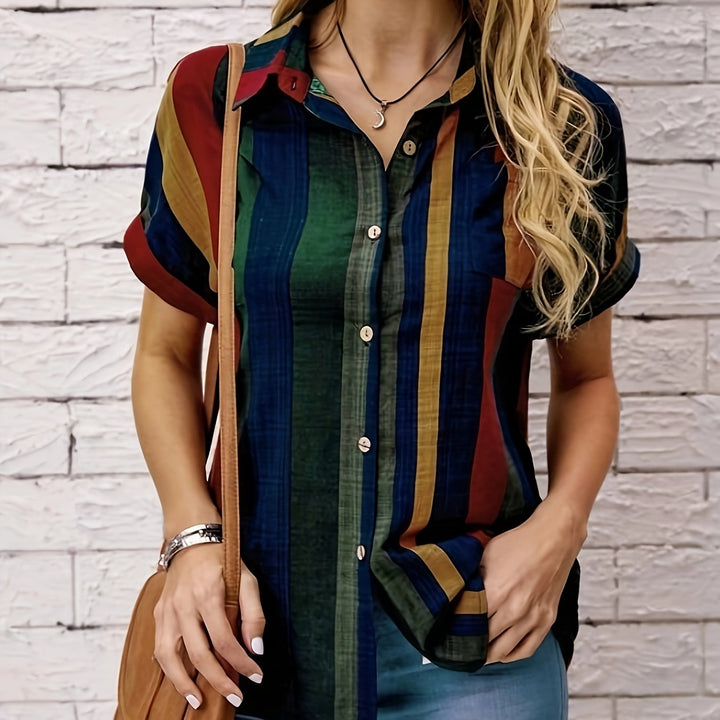 Lovaine | Stripet skjortebluse i retrostil