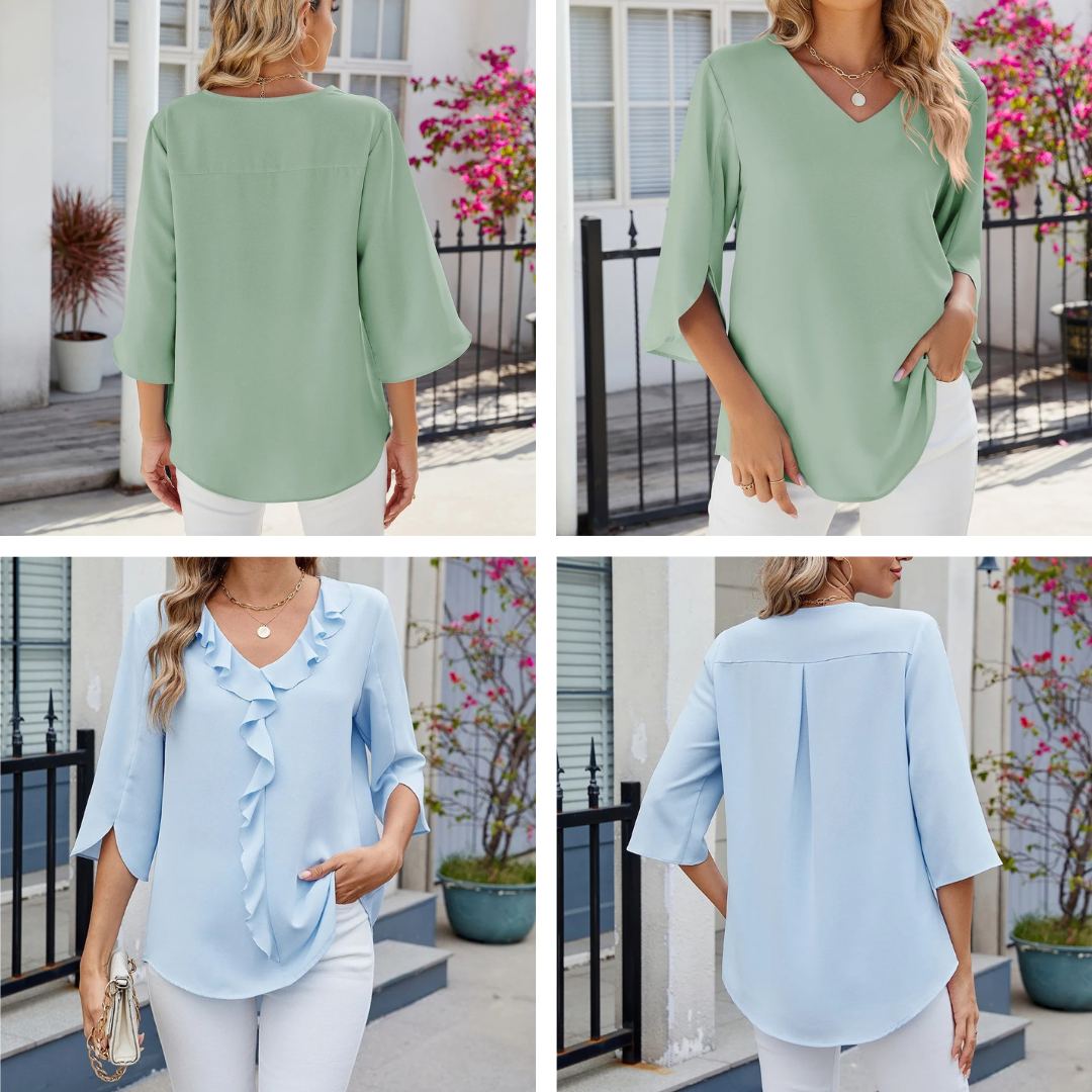 Gudveig | Elegant Bluse Med Rysjer