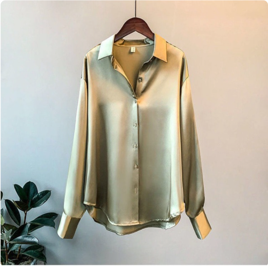 Olivia - Langermet Luksus Satin Bluse