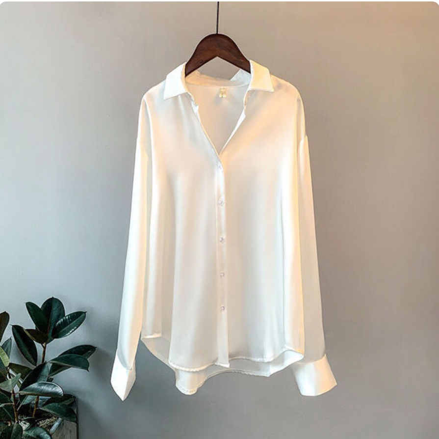 Olivia - Langermet Luksus Satin Bluse