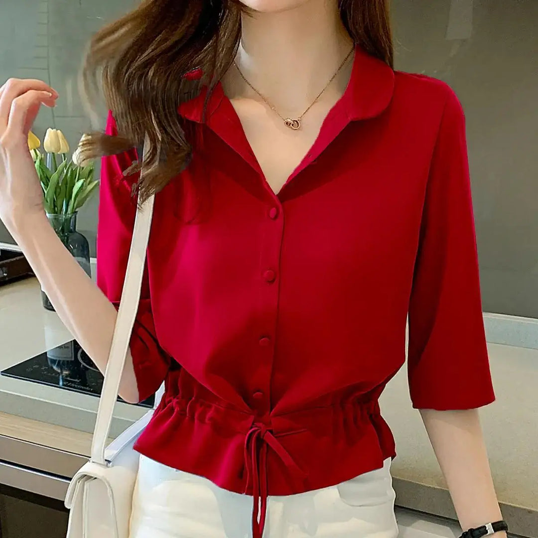 Tirilin | Elegant bluse med knyting i livet
