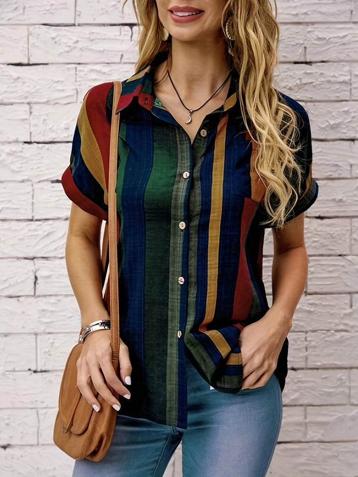 Lovaine | Stripet skjortebluse i retrostil