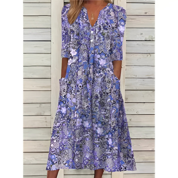 Kårlaug | Stilfull Blomstret Skjortekjole